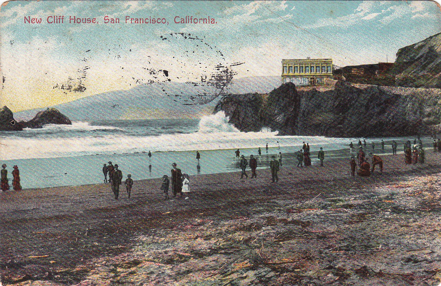 1940s SAN FRANCISCO AERIAL OCEAN BEACH,SUTRO HEIGHTS&PLAYLAND~NEW 1980 POSTCARD 